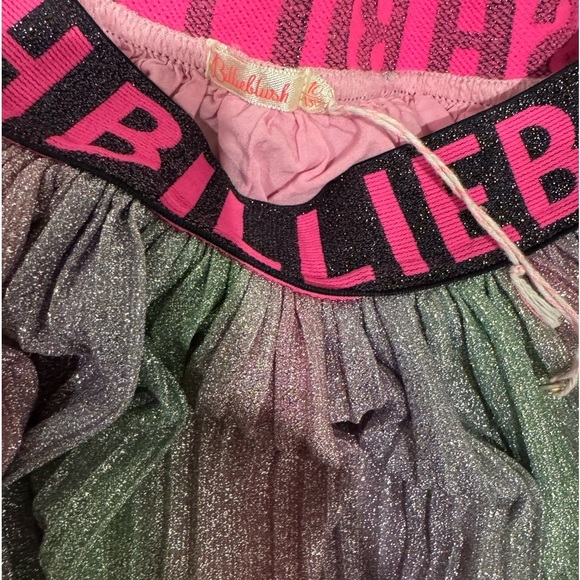 Billieblush skirt metallic pleated multicolor shimmer girl l size 10 pink NWOT - Picture 7 of 9